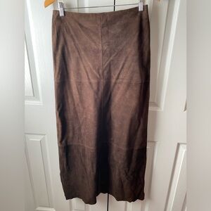VINTAGE Y2K EXPRESS Worldwide Brown Suede Western Pencil Maxi Skirt SZ 7/8